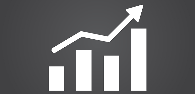 Bar graph with arrow above it