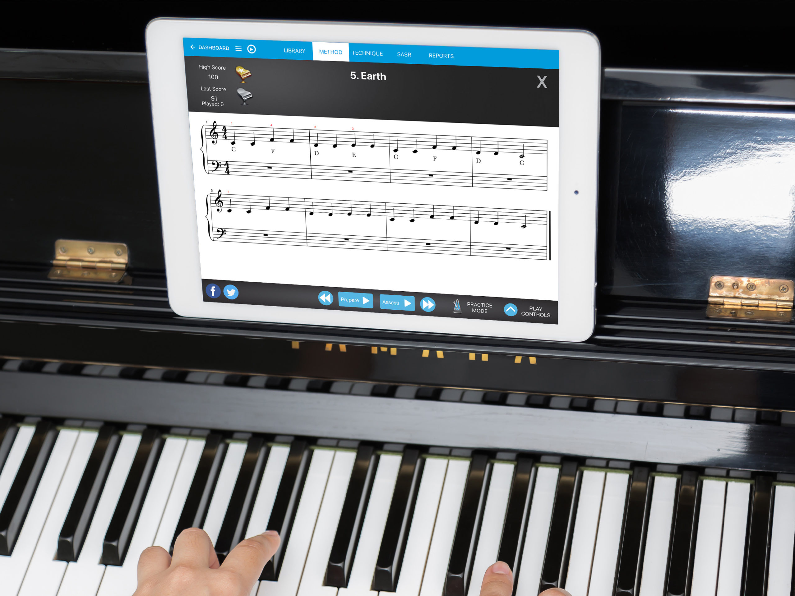 Piano Marvel being used on an iPad